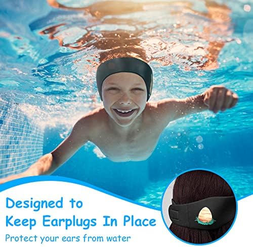 ACWOO Swimming Headband For Kids & Adults Cute Dinosaur Swimmers Headband Waterproof Ear Protection Band Elastic Neoprene Swim Ear Guard Designed To Keep Water Out And Hold Earplugs In
