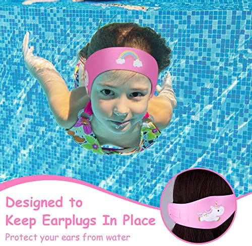 ACWOO Swimming Headband For Kids & Adults Cute Unicorn Swimmers Headband Ear Band Waterproof Ear Protection Band Elastic Neoprene Swim Ear Guard For Designed To Keep Water Out And Hold Earplugs In