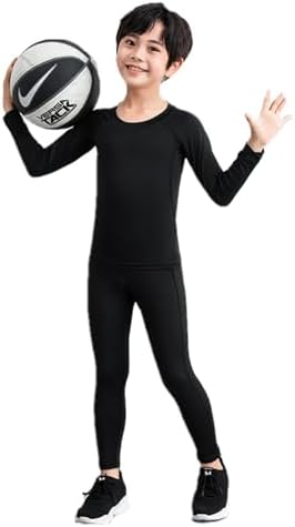 Adixun Kids Thermal Base Layers Sets Boys Compression Football Skin Rugby Athletic Underwear Kits Youth Sport Baselayers For Children 6-13 Years