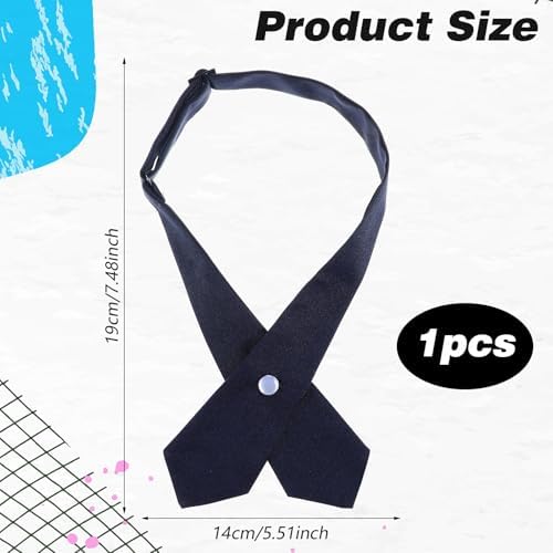 Adjustable French Uniform Ties For Girls Solid Color Pre-tied School Uniform Ties Cross Women Bow Tie Navy Blue For School Girls Criss-Cross Neck Tie For Girl Boy