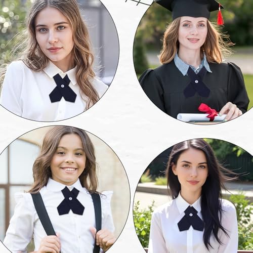 Adjustable French Uniform Ties For Girls Solid Color Pre-tied School Uniform Ties Cross Women Bow Tie Navy Blue For School Girls Criss-Cross Neck Tie For Girl Boy