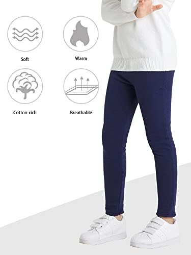 Adorel Girls Fleece Lined Leggings Thermal Trousers Cotton Pack Of 2