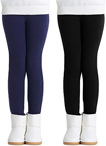 Adorel Girls Fleece Lined Leggings Thermal Trousers Cotton Pack of 2