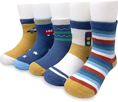 Adorel Little Boys Thermal Socks Thick Warm Cotton Pack of 5