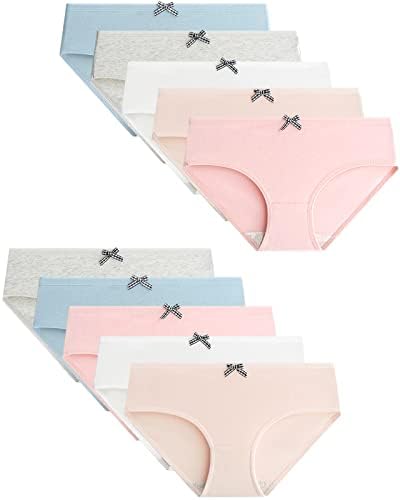 Adorel Teen Girls Knickers Mid Waist Briefs Underpants Pack of 10