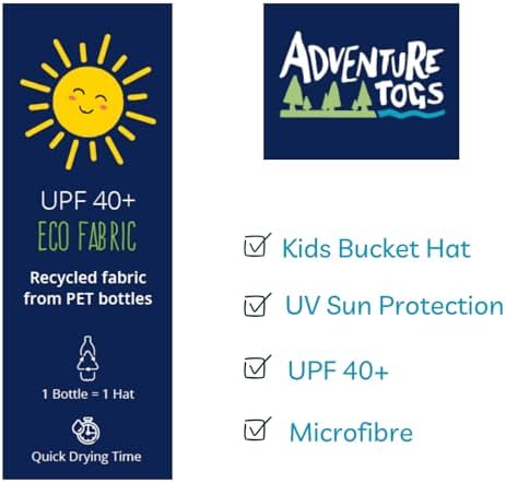 Adventure Togs Kids Bucket Hat - Sun Hat For Girls Or Boys With UV Protection - Quick Drying Microfibre UPF 40+