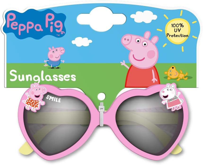 AFB Peppa Pig Heart Shaped Children's Character Sunglasses 100% UV Protection Pink 11 Cm