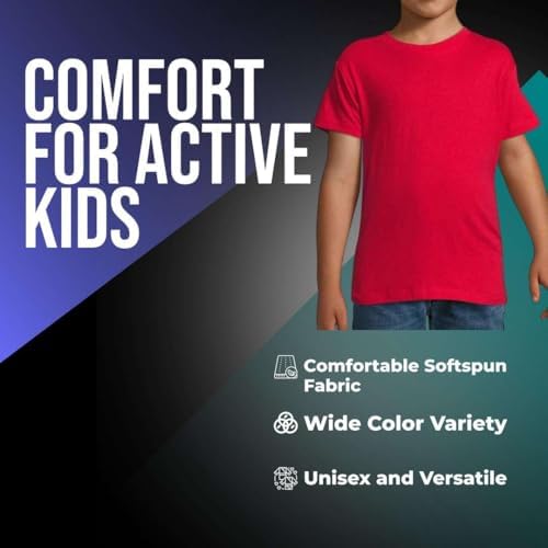 Ages 1-15 Boys Girls Kids Plain T-Shirt Tee Shirt 100% Cotton Childrens Softspun School P.E. Gym Costume