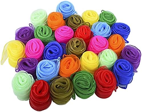 AIDCARE Juggling Dance Scarves 30 pcs Square Dance Scarf Magic Movement Scarves Performance Props Accessories 60x60cm 10 colors