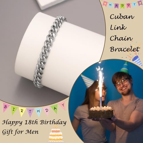 Aidenn 13th 16th 18th 21st 30th 40th 50th 60th 70th Birthday Gifts For Men Boys Cuban Chain Bracelet Mens Birthday Gifts For Him Grandad Dad Son Brother Friend Birthday Gift Ideas