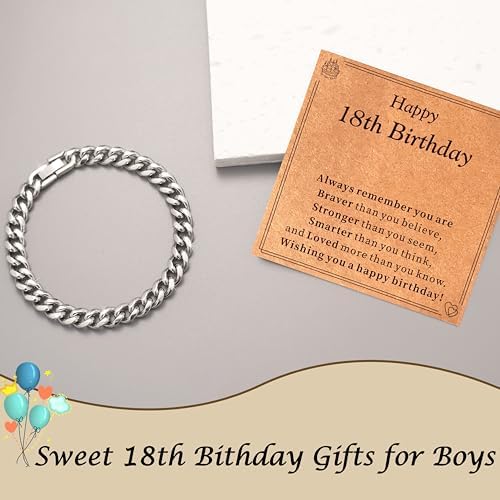 Aidenn 13th 16th 18th 21st 30th 40th 50th 60th 70th Birthday Gifts For Men Boys Cuban Chain Bracelet Mens Birthday Gifts For Him Grandad Dad Son Brother Friend Birthday Gift Ideas