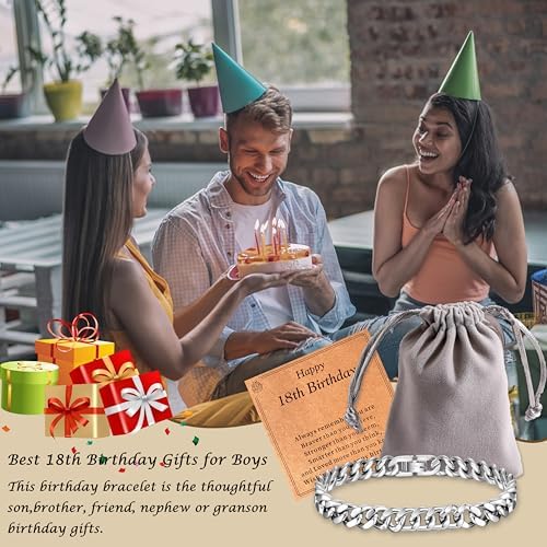 Aidenn 13th 16th 18th 21st 30th 40th 50th 60th 70th Birthday Gifts For Men Boys Cuban Chain Bracelet Mens Birthday Gifts For Him Grandad Dad Son Brother Friend Birthday Gift Ideas