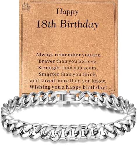 Aidenn 13th 16th 18th 21st 30th 40th 50th 60th 70th Birthday Gifts for Men Boys Cuban Chain Bracelet Mens Birthday Gifts for Him Grandad Dad Son Brother Friend Birthday Gift Ideas