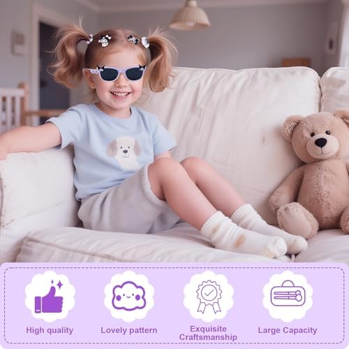 Ainvliya Sunglasses And Hair Accessories Set For Girls Girls UV Protection Sunglasses Carry Case And Hair Accessories Set Clips Scrunchie For Kids Days Out Beach Travel Holidays