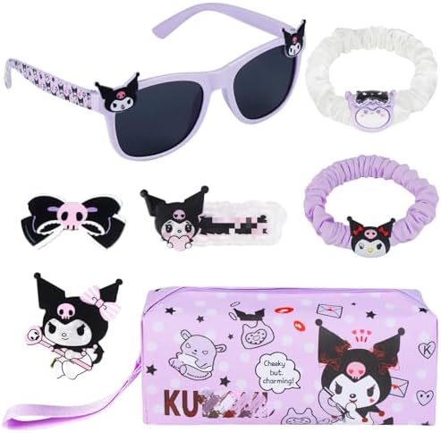 Ainvliya Sunglasses and Hair Accessories Set for Girls Girls UV Protection Sunglasses Carry Case and Hair Accessories Set Clips Scrunchie for Kids Days Out Beach Travel Holidays