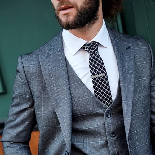 Airfish 4 Pcs Tie Bar Clip Business Tie Clip Pin For Men Silver Personalized Necktie Pinch Clip Accessories For Wedding Boyfriend Gift Father's Day Valentine's Day