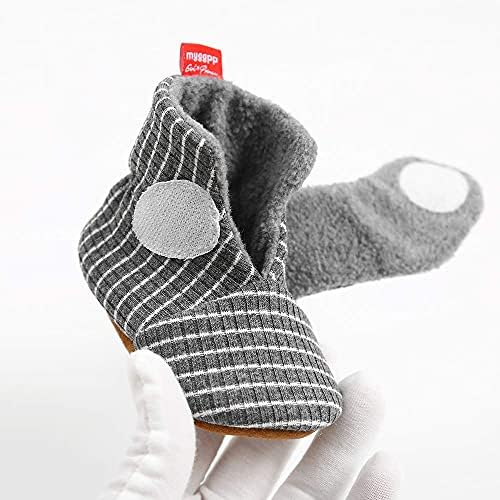 Aisprts Baby Booties Baby Boys Girls Soft Bottom Non-slip Booties Cozy Fleece Winter Thermal Newborn Infant First Walking Shoes Unisex Baby Shoes 0-18 Months
