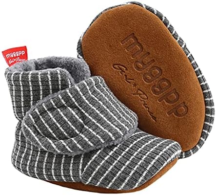 Aisprts Baby Booties Baby Boys Girls Soft Bottom Non-slip Booties Cozy Fleece Winter Thermal Newborn Infant First Walking Shoes Unisex Baby Shoes 0-18 Months