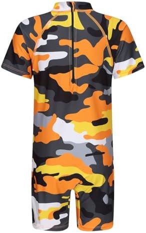 Aisyee Boys Swimming Costume Kids Short Sleeve Swimsuit Boys One Piece Swimwear Child Rash Guard Bathing Suit 3-16 Years