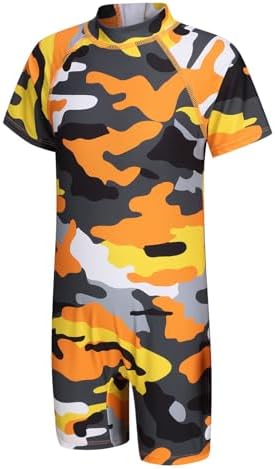 Aisyee Boys Swimming Costume Kids Short Sleeve Swimsuit Boys One Piece Swimwear Child Rash Guard Bathing Suit 3-16 Years