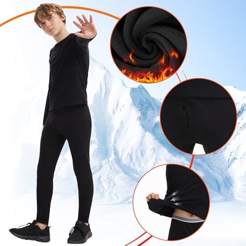 AKKQHH Kids Thermal Base Layer Set Winter Underwear Skins For Boys Long Sleeve Top And Long Johns Bottoms Suit