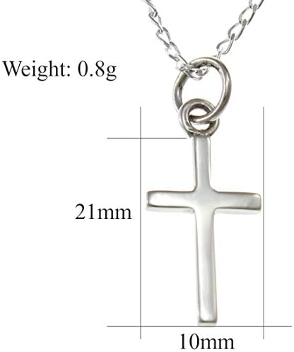 Alexander Castle Small Plain 925 Sterling Silver Cross Necklace For Children - Silver Cross Necklace Pendant With 16" Sterling Silver Chain & Jewellery Gift Box - 21mm X 10mm
