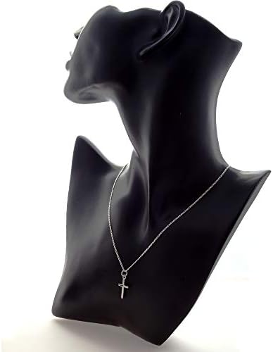 Alexander Castle Small Plain 925 Sterling Silver Cross Necklace For Children - Silver Cross Necklace Pendant With 16" Sterling Silver Chain & Jewellery Gift Box - 21mm X 10mm
