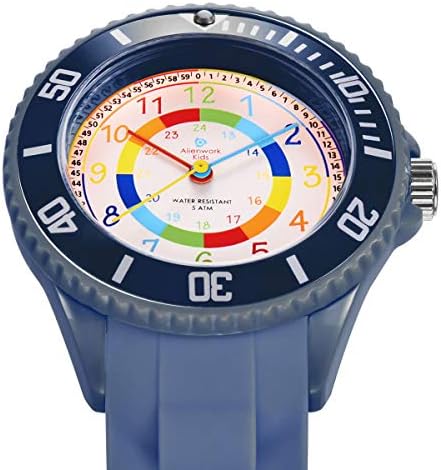 Alienwork Kids Children's Teacher Watch Boys Girls Learning Time Waterproof 5 ATM