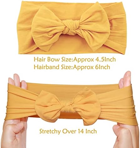 ALinmo 20PCS Baby Nylon Headbands Baby Turban Headband Bowknot Headbands Stretchy Soft Wide Headbands For Babies Elastic Headbands For Newborn Baby Girl Infant Multicolor
