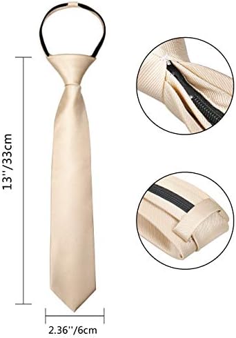 Alizeal Boys Solid Color Pre-tied 6cm Zipper Skinny Necktie