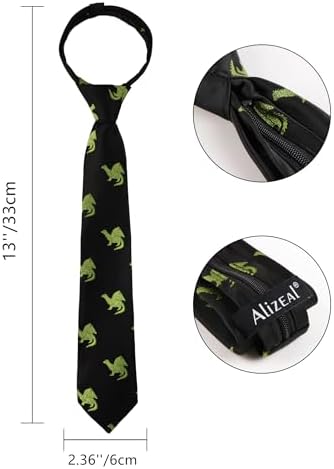 Alizeal Boys Zipper Novelty Tie Pre-tied Skinny Kids Children School Prom Party Necktie