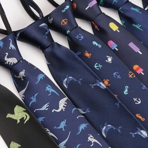Alizeal Boys Zipper Novelty Tie Pre-tied Skinny Kids Children School Prom Party Necktie