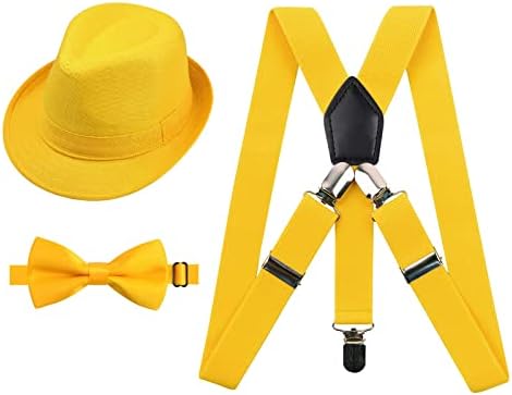 Alizeal Kids Adjustable Braces Pre-tied Bow tie and Hat Set