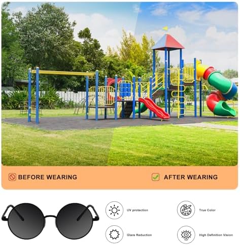 ALLY-MAGIC Kids Sunglasses Round Metal Frame Childrens Sun Glasses Polarized Circle Sunglasses For Children Lightweight Frame UV400 Retro Classic Style Y9ETYKMJ