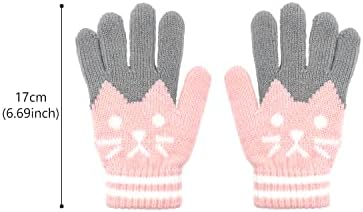 ALLY-MAGIC Kids Winter Warm Knitted Soft Cute Cat Thermal Full Fingers Stretch Gloves For Outdoor School Costume Daily Wearing For Boys Girls