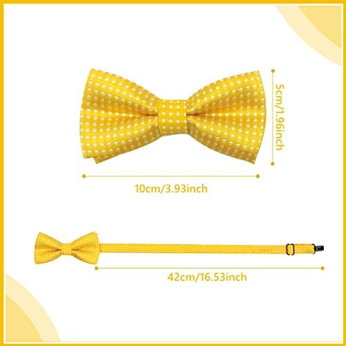 ALLY-MAGIC Polka Dot Bowtie For Kids Children Pre-Tied Yellow Bow Tie With White Spots Adjustable Formal Neck Bowtie With Buckle & Strap For Party Wedding Ball Banquet For Teens Boys Girls Y7BDLJ