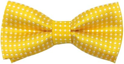 ALLY-MAGIC Polka Dot Bowtie for Kids Children Pre-Tied Yellow Bow Tie with White Spots Adjustable Formal Neck Bowtie with Buckle & Strap for Party Wedding Ball Banquet for Teens Boys Girls Y7BDLJ