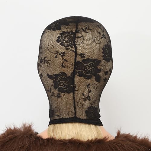 Alvivi Women Full Face Veils Head Cover Lace Mesh Mask Breathable Headwear For Halloween Masquerade