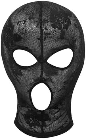 Alvivi Women Full Face Veils Head Cover Lace Mesh Mask Breathable Headwear for Halloween Masquerade