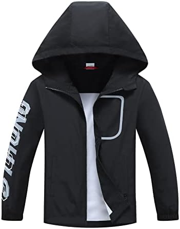 ALXHUTE Boys Girls Waterproof Rain Jacket Kids Lightweight Raincoat Windbreaker with Hood
