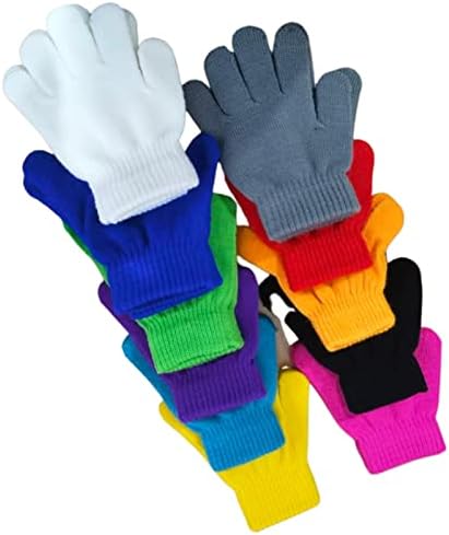 Alytimes 10 Pairs Magic Stretch Gloves Unisex Kid's Warm Gloves Knitted Full Fingers Gloves(3-10 Years)
