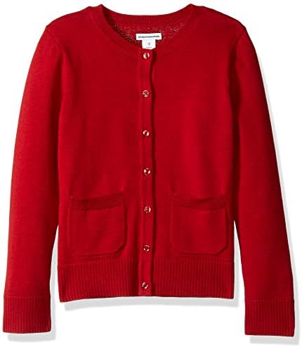 Amazon Essentials Girls and Toddlers' Uniform Slim Fit Crewneck Cardigan Jumper