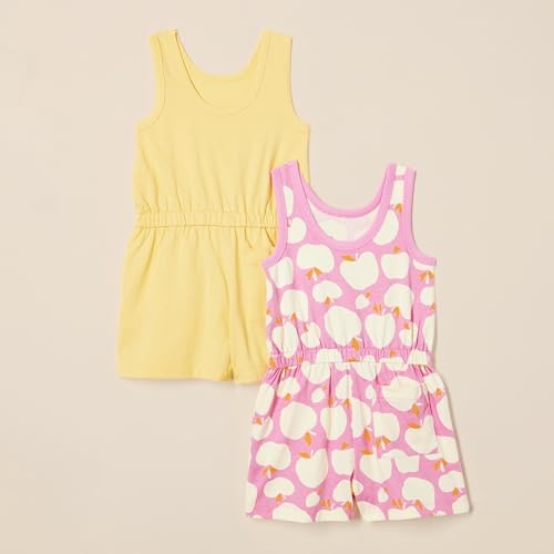 Amazon Essentials Girls' Sleeveless Knit Romper Pack Of 2