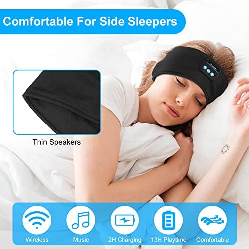 AMFUN Sleep Headphones Wireless Sports Headphones Bluetooth Headband Sleep Earphone With Ultra-Thin HD Stereo Speakers Suitable For Sports/Side Sleep/Yoga/Fitness/Relaxation (Black)