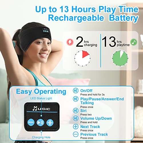 AMFUN Sleep Headphones Wireless Sports Headphones Bluetooth Headband Sleep Earphone With Ultra-Thin HD Stereo Speakers Suitable For Sports/Side Sleep/Yoga/Fitness/Relaxation (Black)