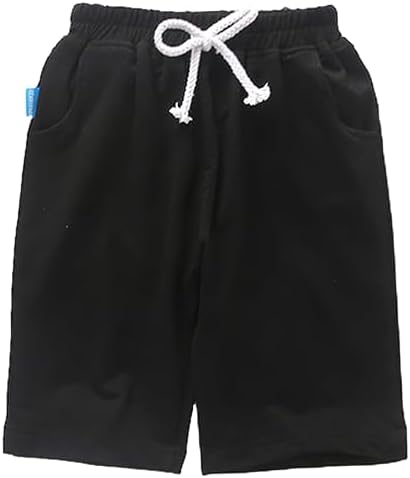 Amropi Kids Boys 3 Pack Shorts Drawstring Casual Elastic Waist Short Half Pants With Pockets For 3-13 Years