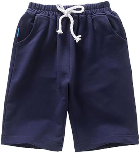 Amropi Kids Boys 3 Pack Shorts Drawstring Casual Elastic Waist Short Half Pants With Pockets For 3-13 Years
