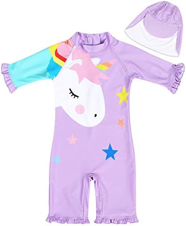 AmzBarley Girls Swimming Costume 1-Piece UV Protection Swimsuit Kids Swimwear Rash Guard Beach Holiday Swim Wear Wetsuit
