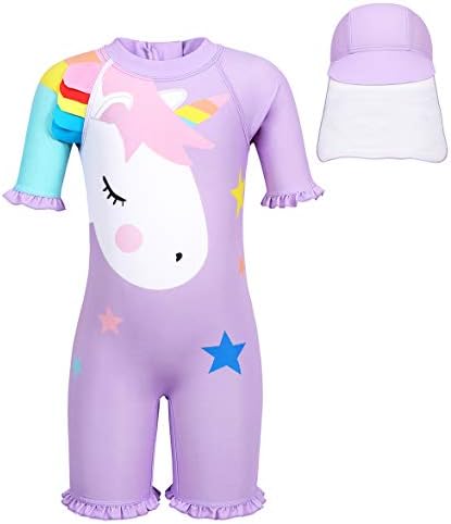 AmzBarley Girls Swimming Costume 1-Piece UV Protection Swimsuit Kids Swimwear Rash Guard Beach Holiday Swim Wear Wetsuit