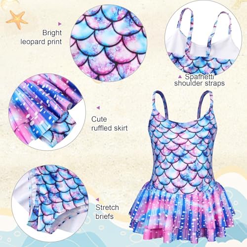 AmzBarley Girls Swimming Costume Girls Swimsuit Kids 1 Piece Mermaid Swimwear Bathing Suit